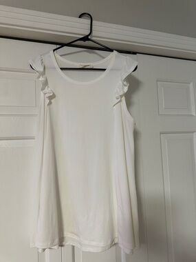 Women’s White Ruffle Sleeve Tank Top